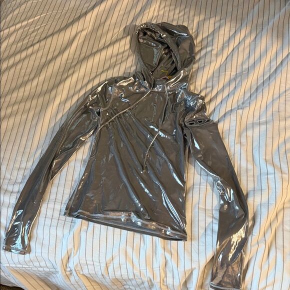Diesel Shiny Silver Hooded Top S/M - Picture 3 of 6